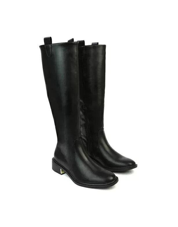 Prince Winter Flat Knee High Boots With Inside Zip in Brown Synthetic Leather sold by XYlondon product image thumbnail 2