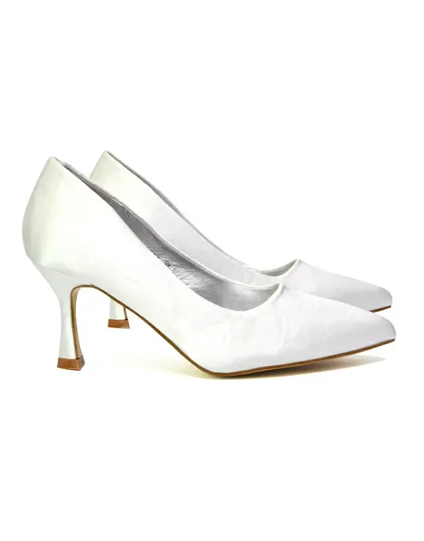 Romi Bridal Shoes Pointed Toe Wedding Glitter Court Shoes Mid Stiletto Heels in White sold by XYlondon product image thumbnail 2