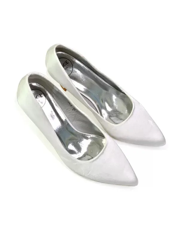 ROMI BRIDAL SHOES POINTED TOE WEDDING GLITTER COURT SHOES MID STILETTO HEELS IN IVORY sold by XYlondon product image thumbnail 5
