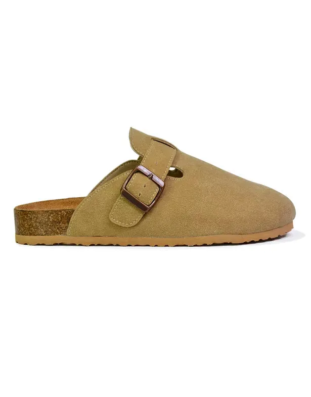 Savannah Closed Toe Slip On Buckle Flat Sandal Sliders in Taupe sold by XYlondon product image thumbnail 4