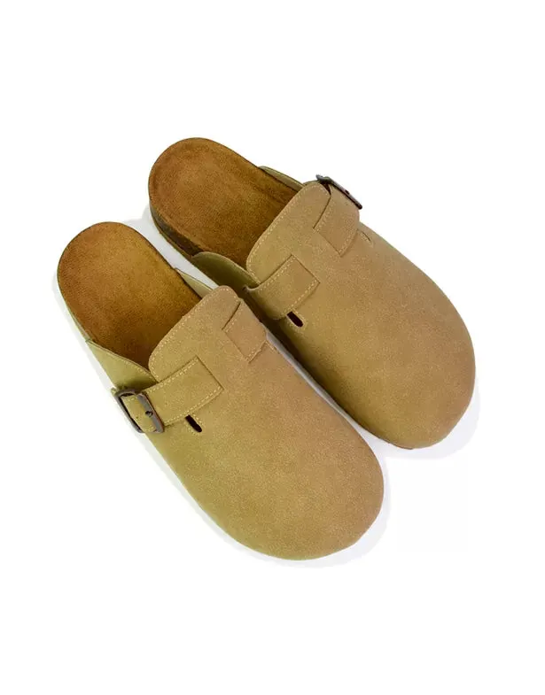 Savannah Closed Toe Slip On Buckle Flat Sandal Sliders in Taupe sold by XYlondon product image thumbnail 3