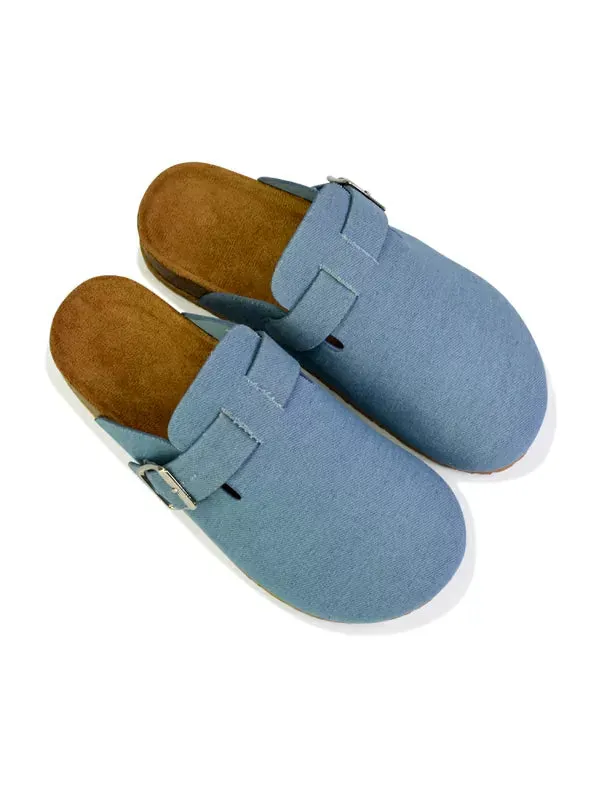 Savannah Closed Toe Slip On Buckle Flat Sandal Sliders in Taupe sold by XYlondon product image thumbnail 5