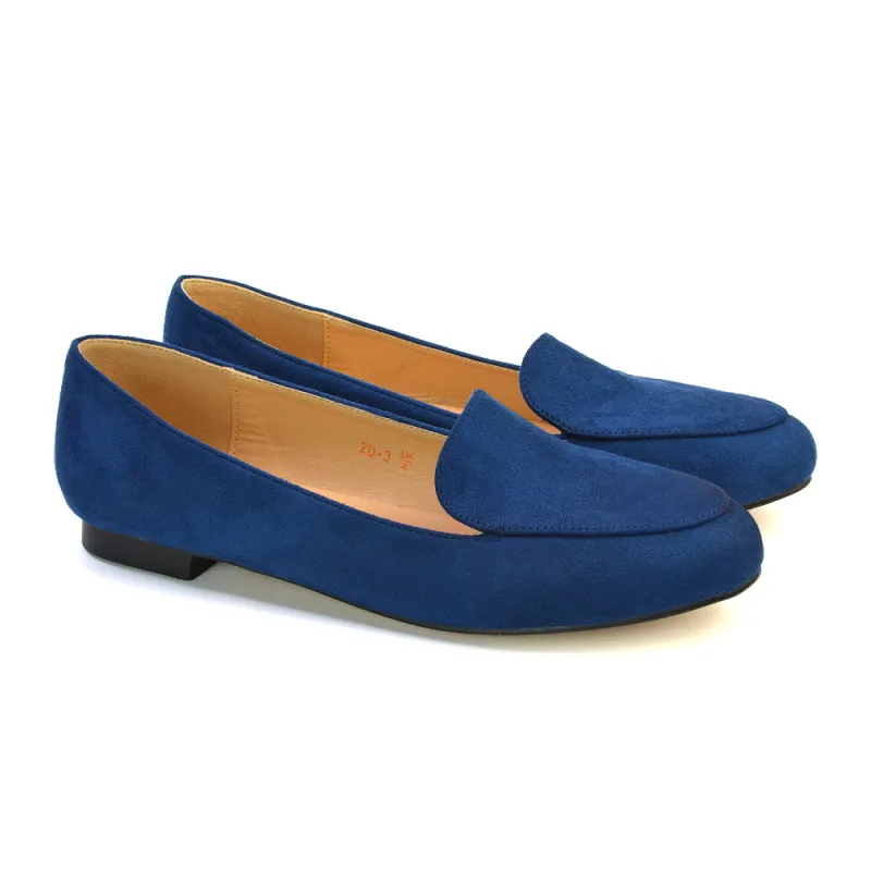 Quincy Slip On Low Heel Back to School Shoes Pumps Loafers in Navy sold by XYlondon