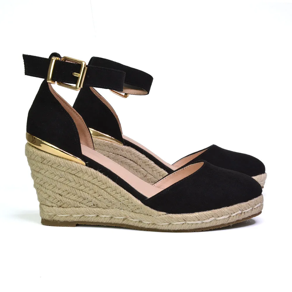 Forest Closed Toe Espadrilles With Sandal Wedge Heel in Black sold by XYlondon product image thumbnail 3