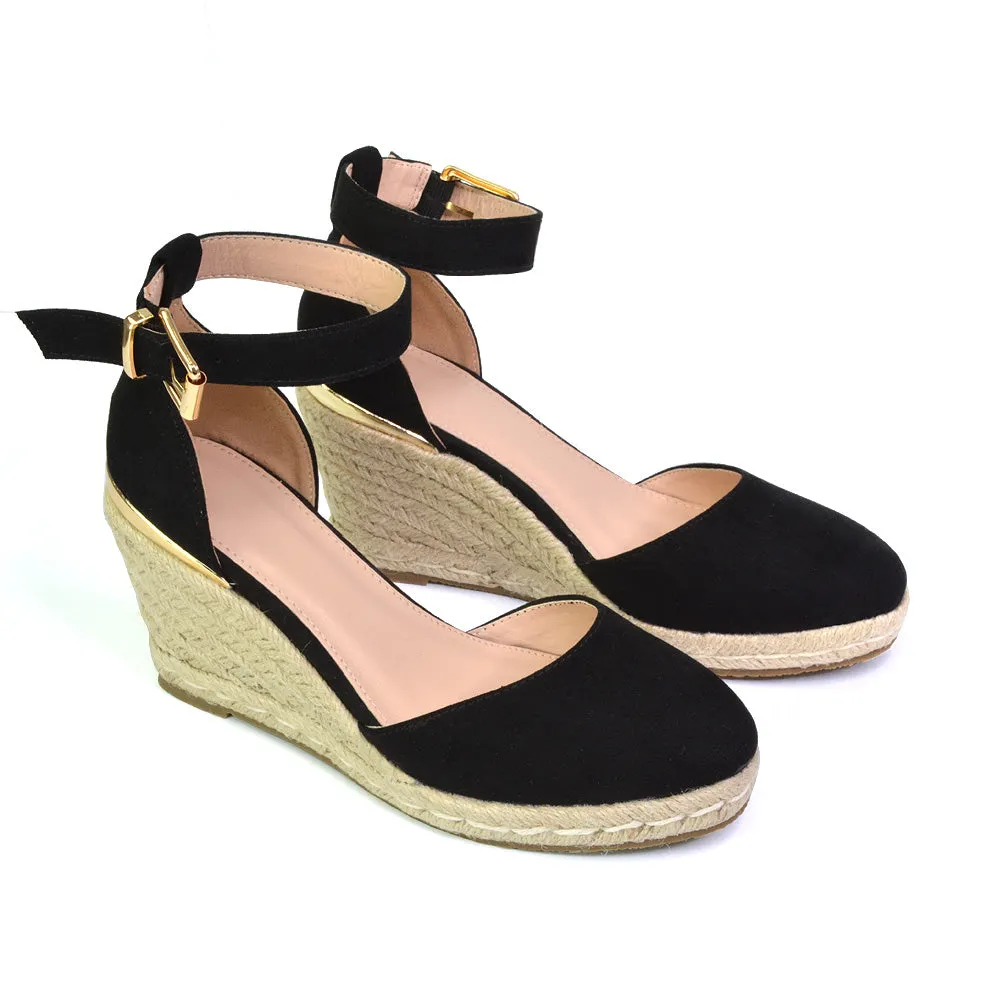 Forest Closed Toe Espadrilles With Sandal Wedge Heel in Black sold by XYlondon product image thumbnail 2