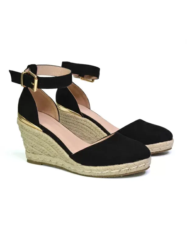 Forest Closed Toe Espadrilles With Sandal Wedge Heel in Black sold by XYlondon product image thumbnail 4