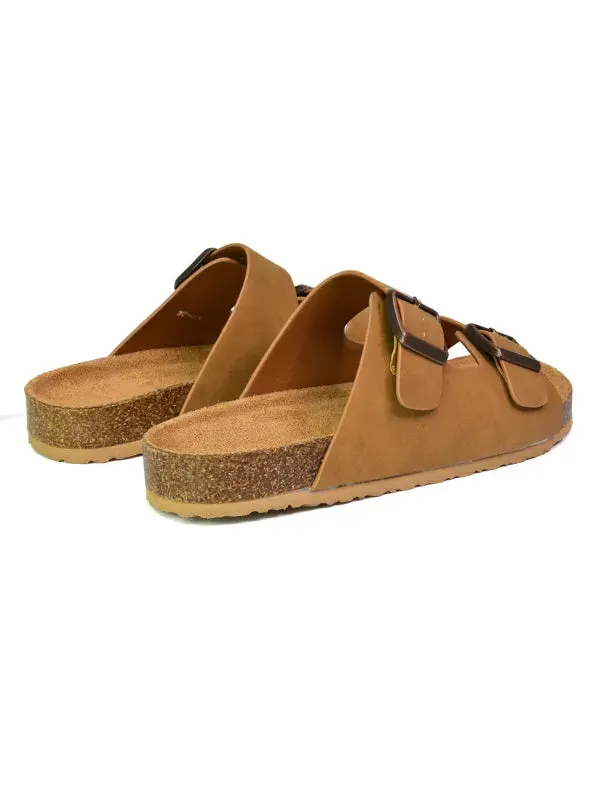 Star Double Buckle Strap Flat Slider Casual Footbed Summer Mule Sandals in Tan sold by XYlondon product image thumbnail 2