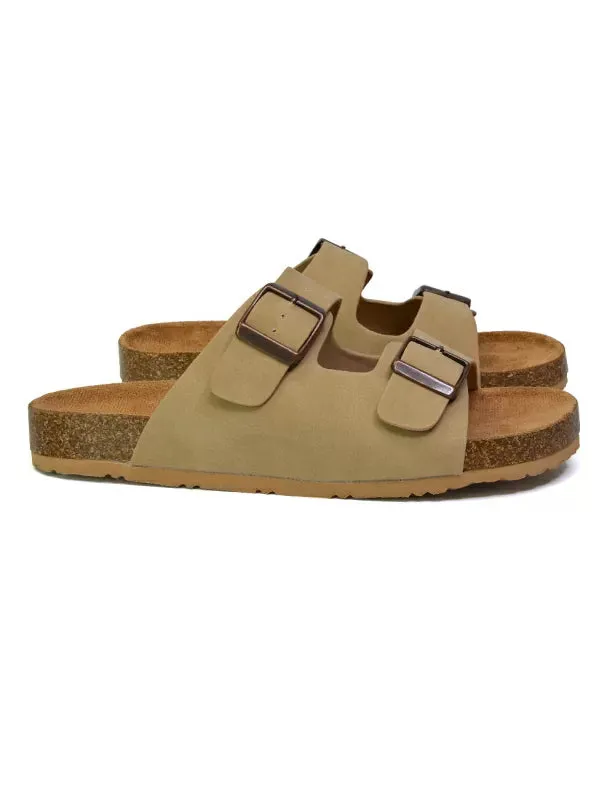 Star Casual Double Buckle Strap Flat Footbed Summer Slider Sandals in Taupe sold by XYlondon product image thumbnail 2