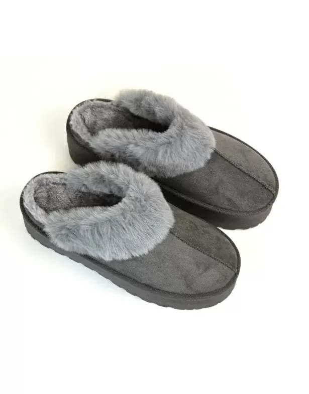 Faith Slip On Faux Fur Slippers with Platform Sole in Beige sold by XYlondon product image thumbnail 4
