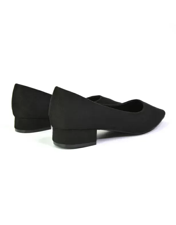 Karen Slip On Pointed Toe Wedding Shoes Low Heel Bridal Heels Court Shoes in Black sold by XYlondon product image thumbnail 3