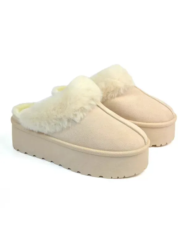 Faith Slip On Faux Fur Slippers with Platform Sole in Black sold by XYlondon product image thumbnail 3