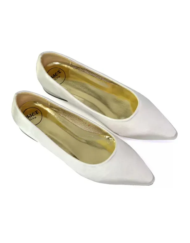 Karen Slip On Pointed Toe Wedding Shoes Low Heel Bridal Heels Court Shoes in Gold sold by XYlondon product image thumbnail 4