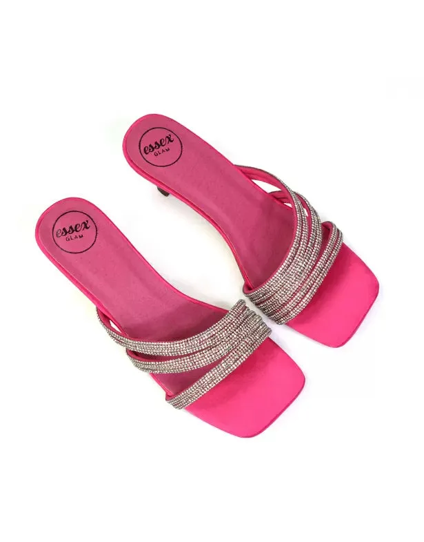 Jennie Square Toe Diamante Sparkly Gem Crystal Sandal Heeled Mules in Silver sold by XYlondon product image thumbnail 5