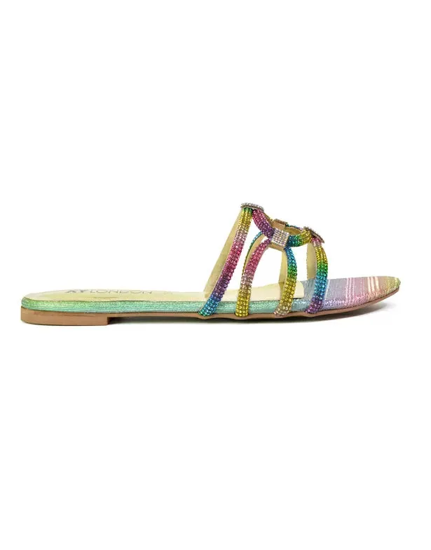 Tiger Slip On Summer Flat Diamante Sandal Statement Sparkly Sliders in Multi sold by XYlondon product image thumbnail 3