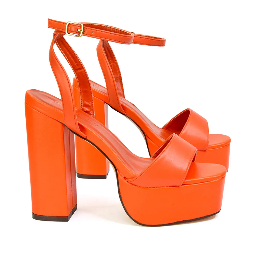 Jayce Strappy Chunky Block High Heel Shoes Platform in Orange sold by XYlondon product image thumbnail 5