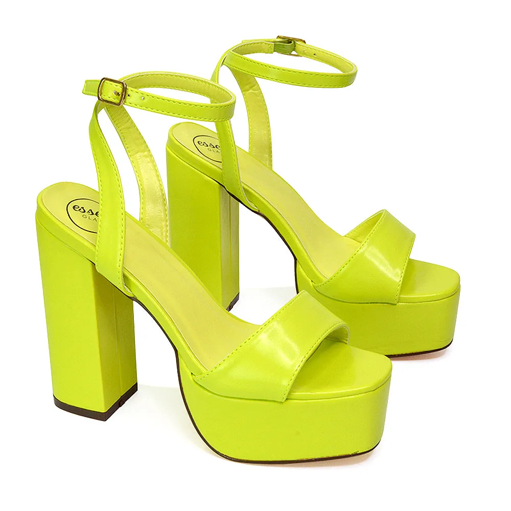 Jayce Strappy Chunky Block High Heel Shoes Platform in Green sold by XYlondon product image thumbnail 4
