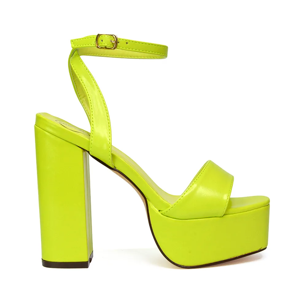 Jayce Strappy Chunky Block High Heel Shoes Platform in Green sold by XYlondon product image thumbnail 3