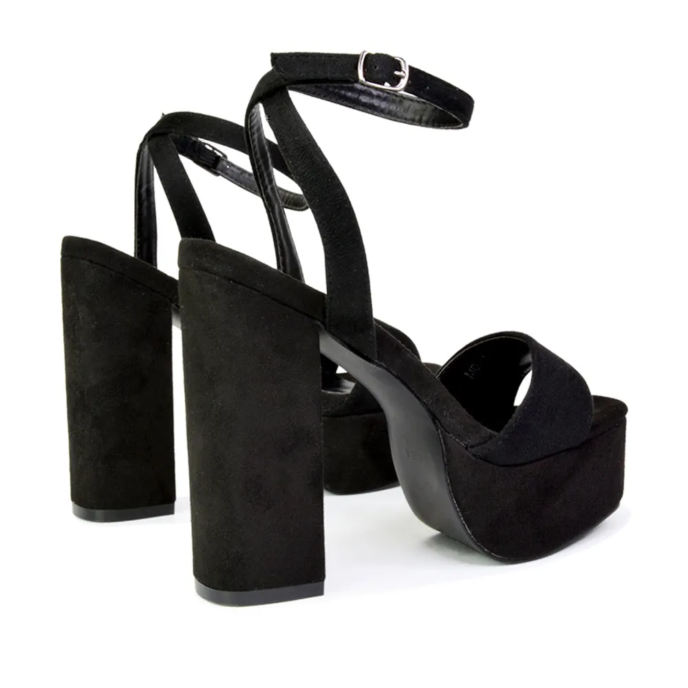Jayce Strappy Chunky Block High Heel Shoes Platform in Black sold by XYlondon product image thumbnail 2