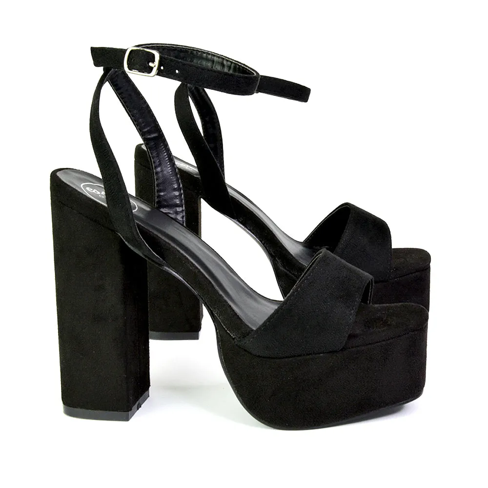 Jayce Strappy Chunky Block High Heel Shoes Platform in Black sold by XYlondon product image thumbnail 5