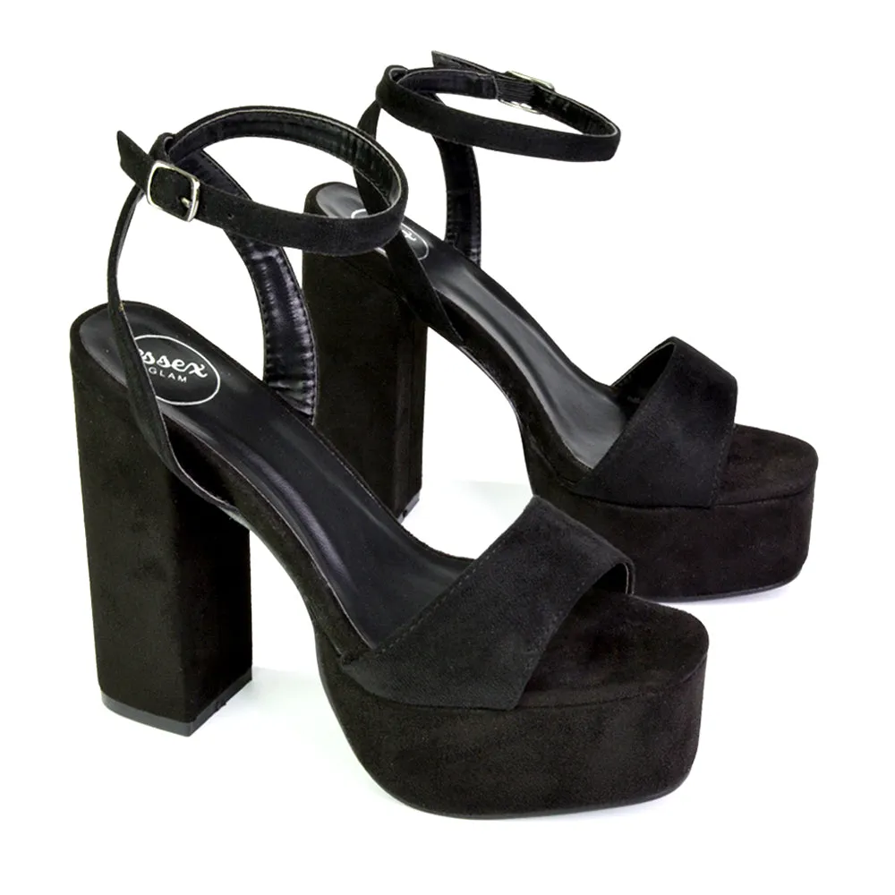 Jayce Strappy Chunky Block High Heel Shoes Platform in Black sold by XYlondon product image thumbnail 4