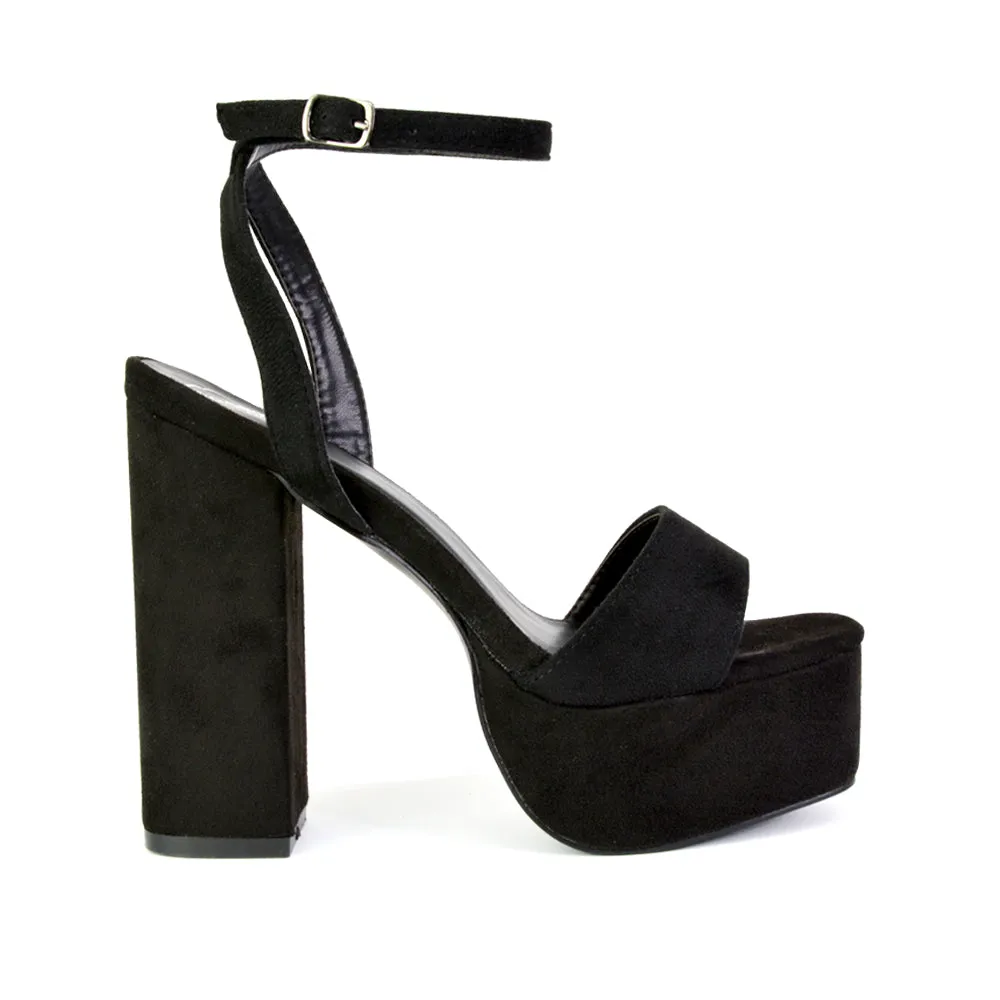 Jayce Strappy Chunky Block High Heel Shoes Platform in Black sold by XYlondon product image thumbnail 3