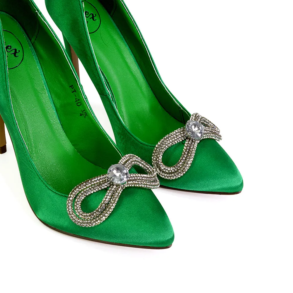 Lane Diamante Bow Pointed Toe Court Shoes Stiletto Bridal Shoes in Green sold by XYlondon product image thumbnail 2