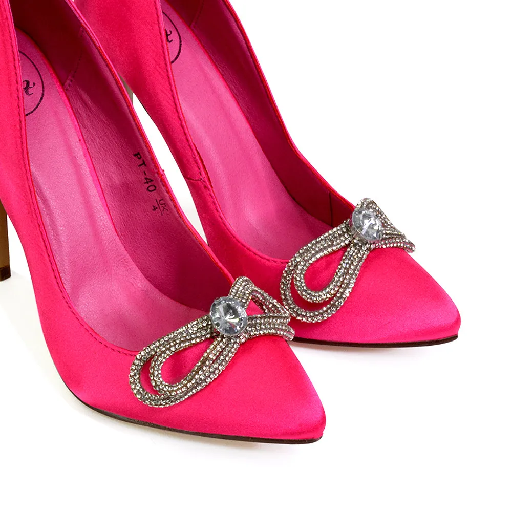 Lane Diamante Bow Pointed Toe Court Shoes Stiletto Bridal Shoes in Pink sold by XYlondon product image thumbnail 2
