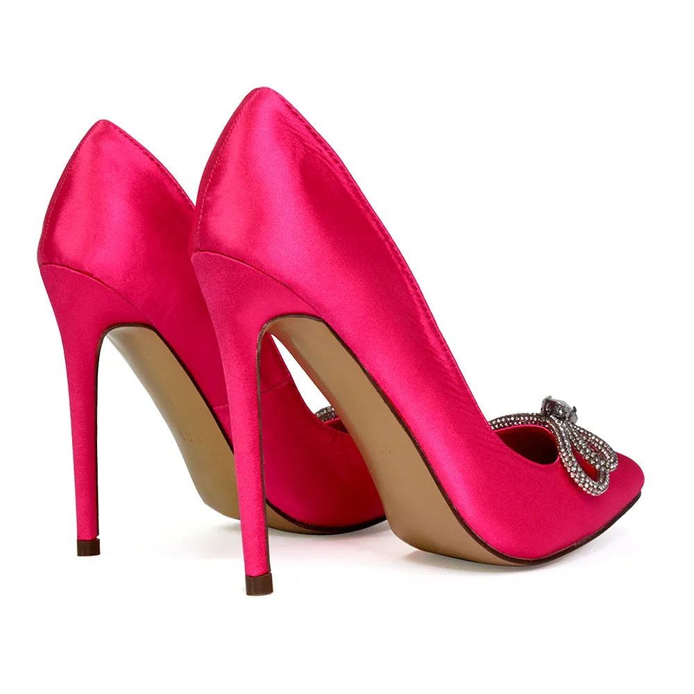 Lane Diamante Bow Pointed Toe Court Shoes Stiletto Bridal Shoes in Pink sold by XYlondon product image thumbnail 5