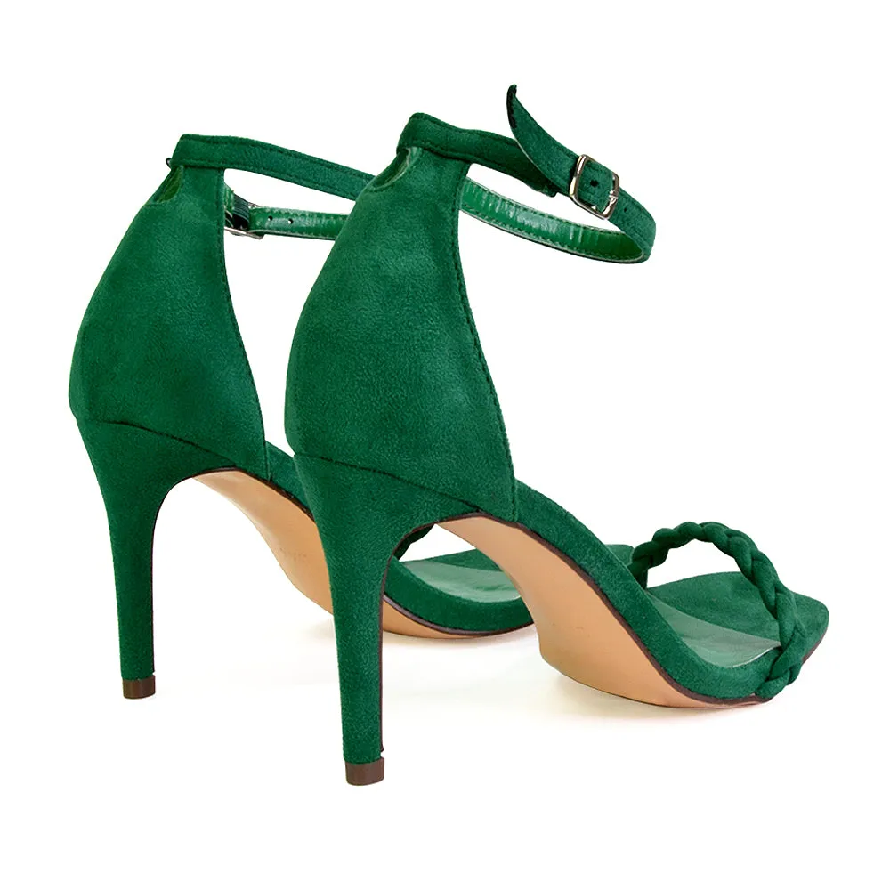 Brookes Woven Strappy Square Toe Stiletto High Heel Sandals in Green sold by XYlondon product image thumbnail 2