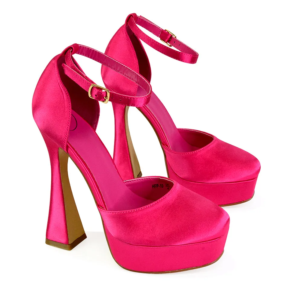 Leonardo Satin Court High Heels Platform Wedding Shoes for Bride in Fuchsia sold by XYlondon product image thumbnail 5