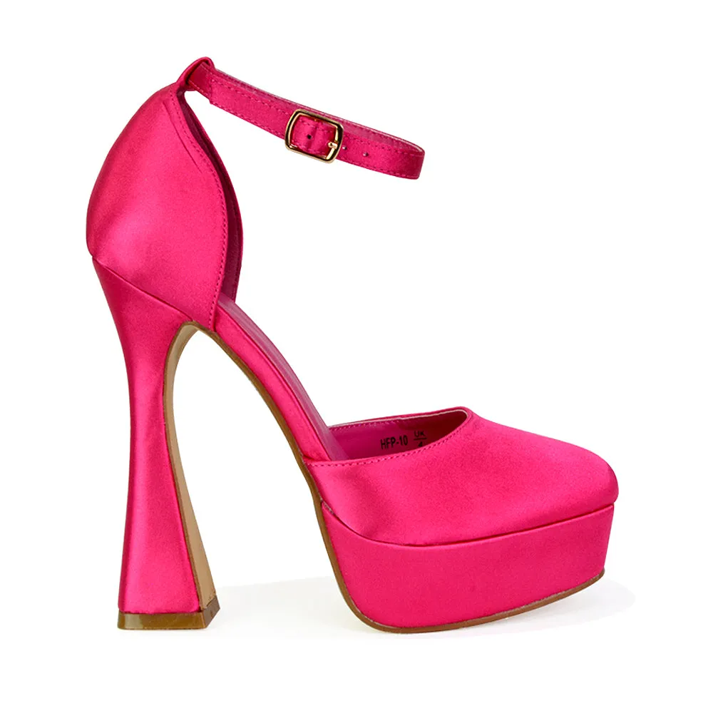 Leonardo Satin Court High Heels Platform Wedding Shoes for Bride in Fuchsia sold by XYlondon product image thumbnail 4