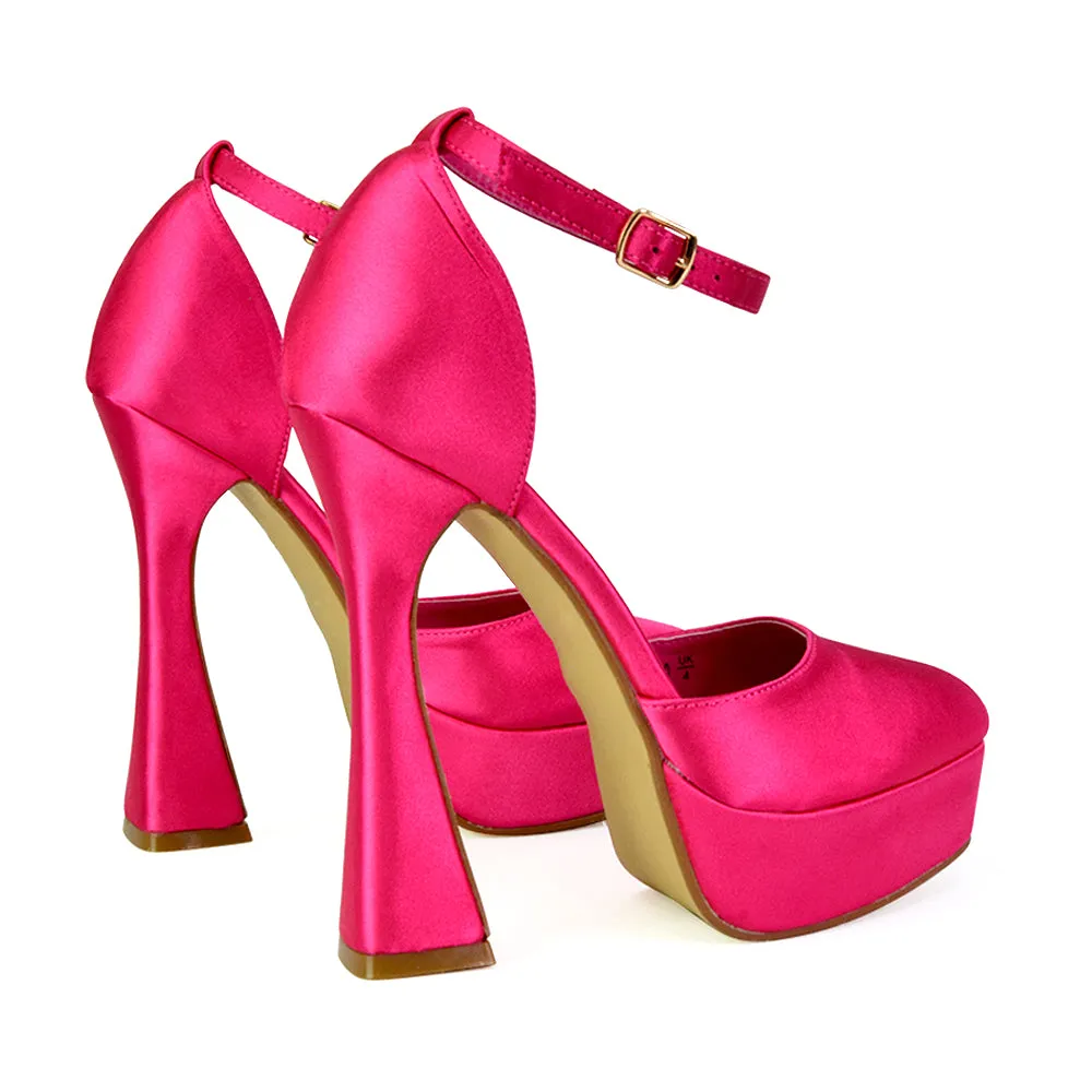 Leonardo Satin Court High Heels Platform Wedding Shoes for Bride in Fuchsia sold by XYlondon product image thumbnail 2
