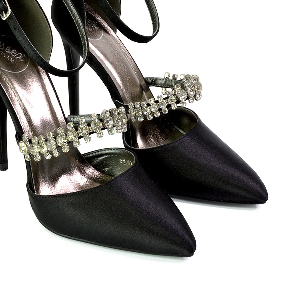 Giana Pointed Toe Strappy Stiletto High Heel Court Wedding Shoes in Black sold by XYlondon product image thumbnail 2