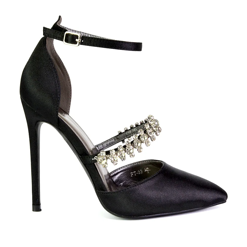 Giana Pointed Toe Strappy Stiletto High Heel Court Wedding Shoes in Black sold by XYlondon product image thumbnail 3