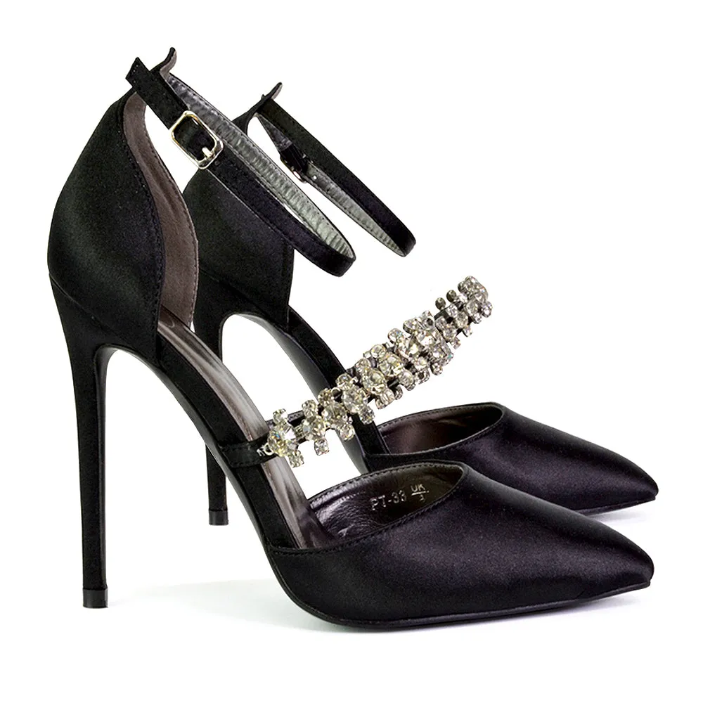 Giana Pointed Toe Strappy Stiletto High Heel Court Wedding Shoes in Black sold by XYlondon product image thumbnail 4