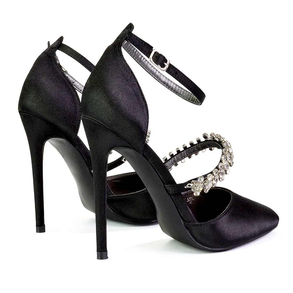 Giana Pointed Toe Strappy Stiletto High Heel Court Wedding Shoes in Black sold by XYlondon product image thumbnail 5