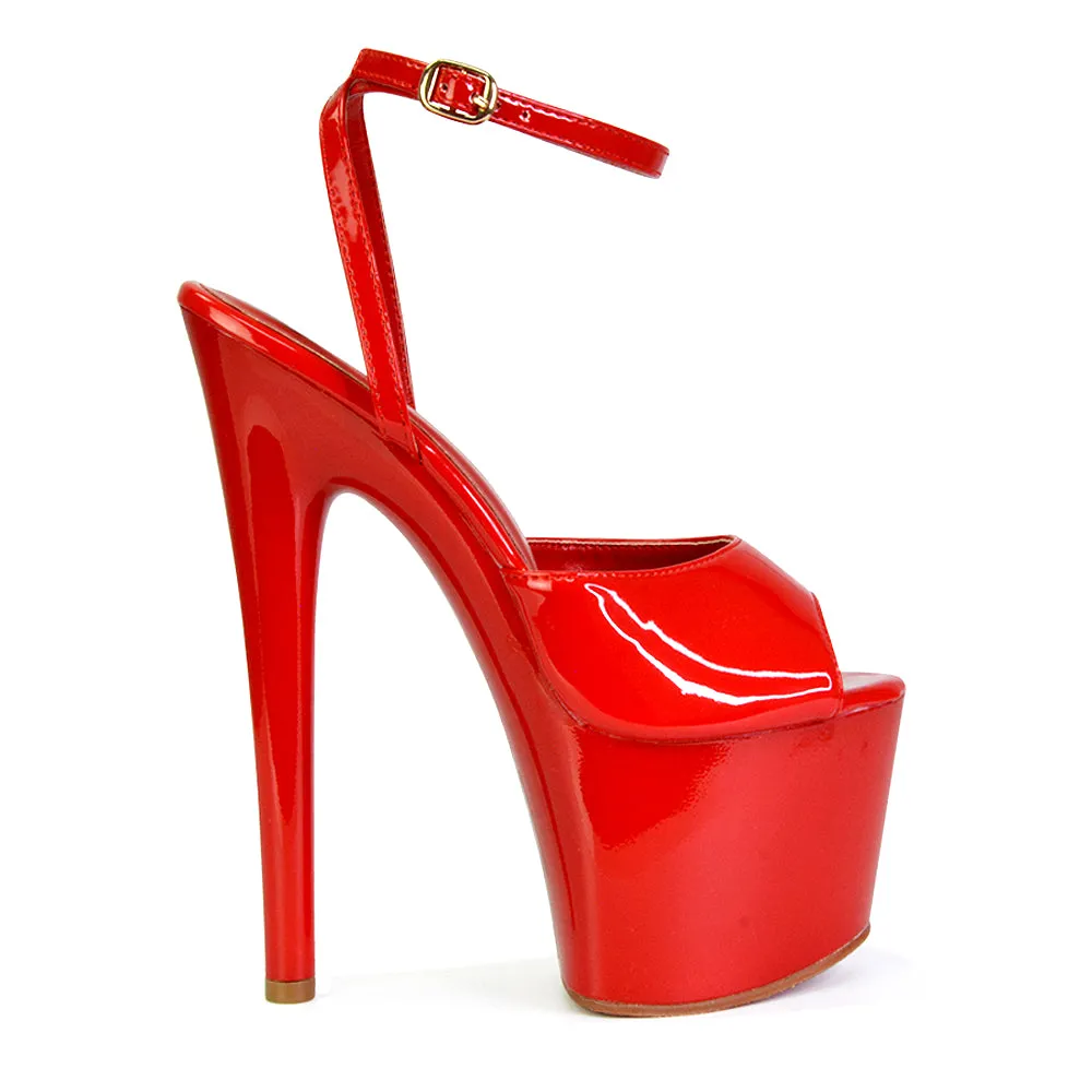 Sunshine Strappy Peep Toe Stiletto High Heel Platform Shoes in Red sold by XYlondon product image thumbnail 3