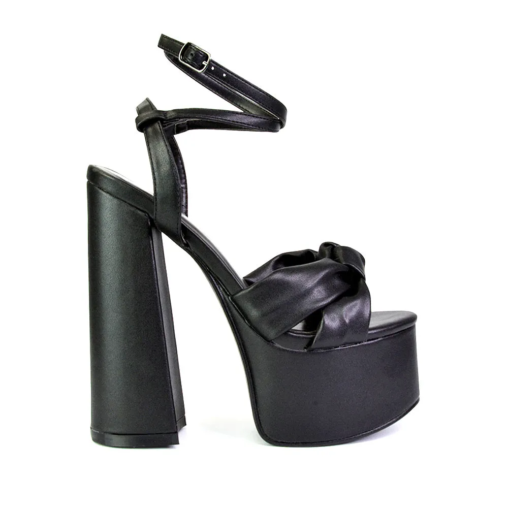 Faylinn Ankle Strap Super Chunky Block High Heel Platform Shoes in Black sold by XYlondon product image thumbnail 3