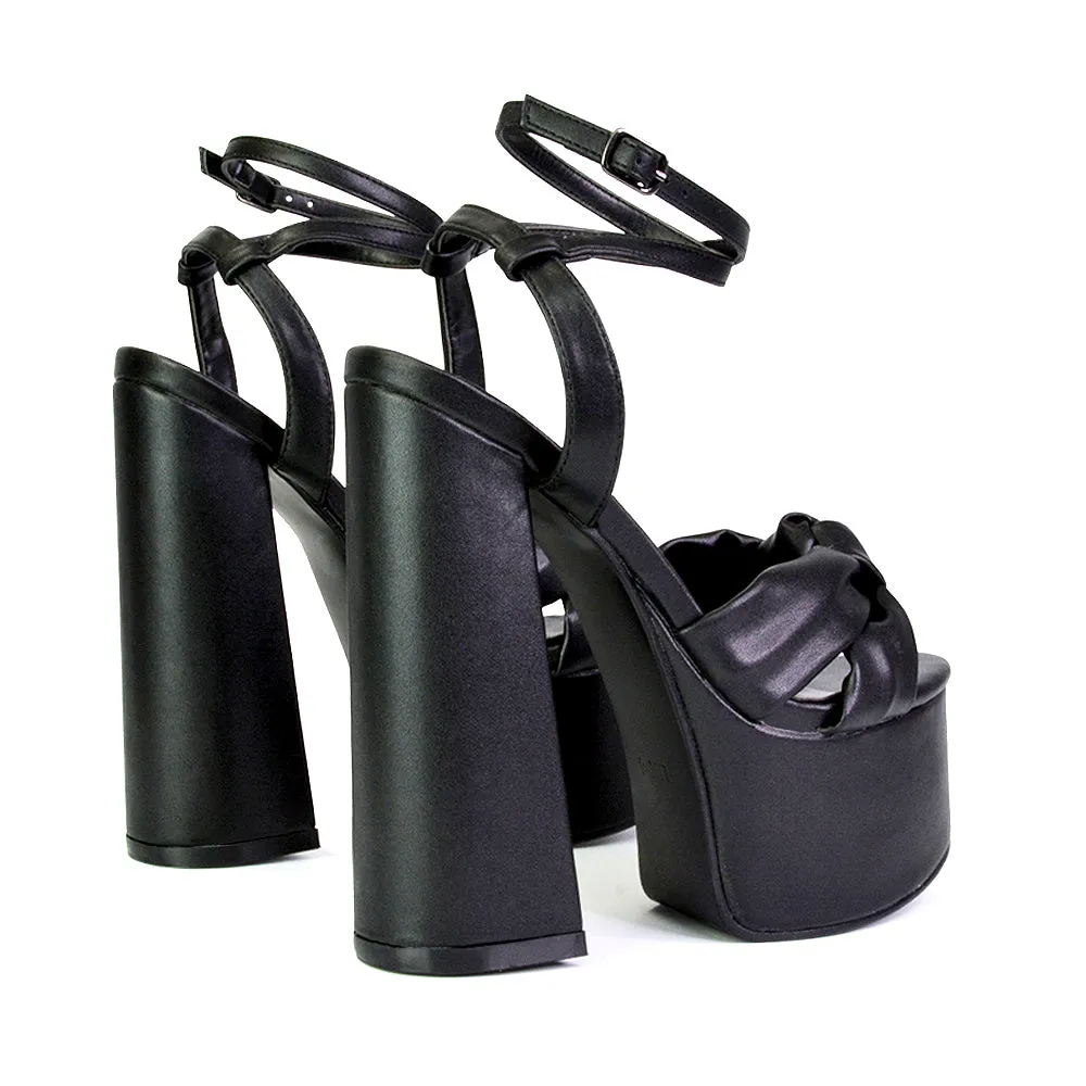 Faylinn Ankle Strap Super Chunky Block High Heel Platform Shoes in Black sold by XYlondon product image thumbnail 2