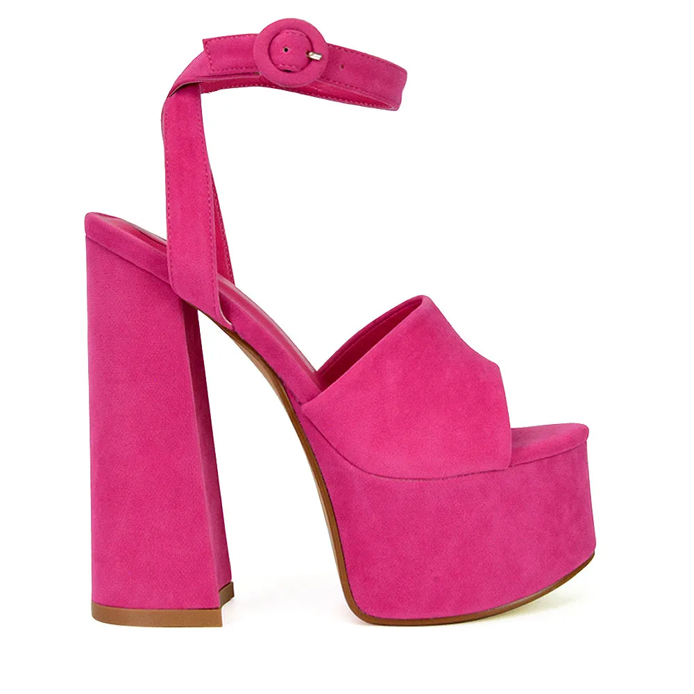 Pennie Strappy Super High Platform Shoes With a Chunky Heel in Fuchsia sold by XYlondon product image thumbnail 3