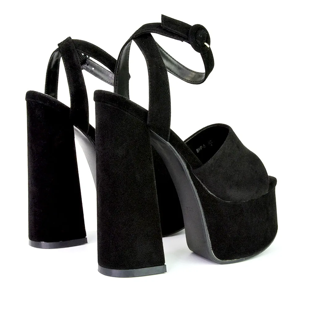 Pennie Strappy Super High Platform Shoes With a Chunky Heel in Black sold by XYlondon product image thumbnail 2