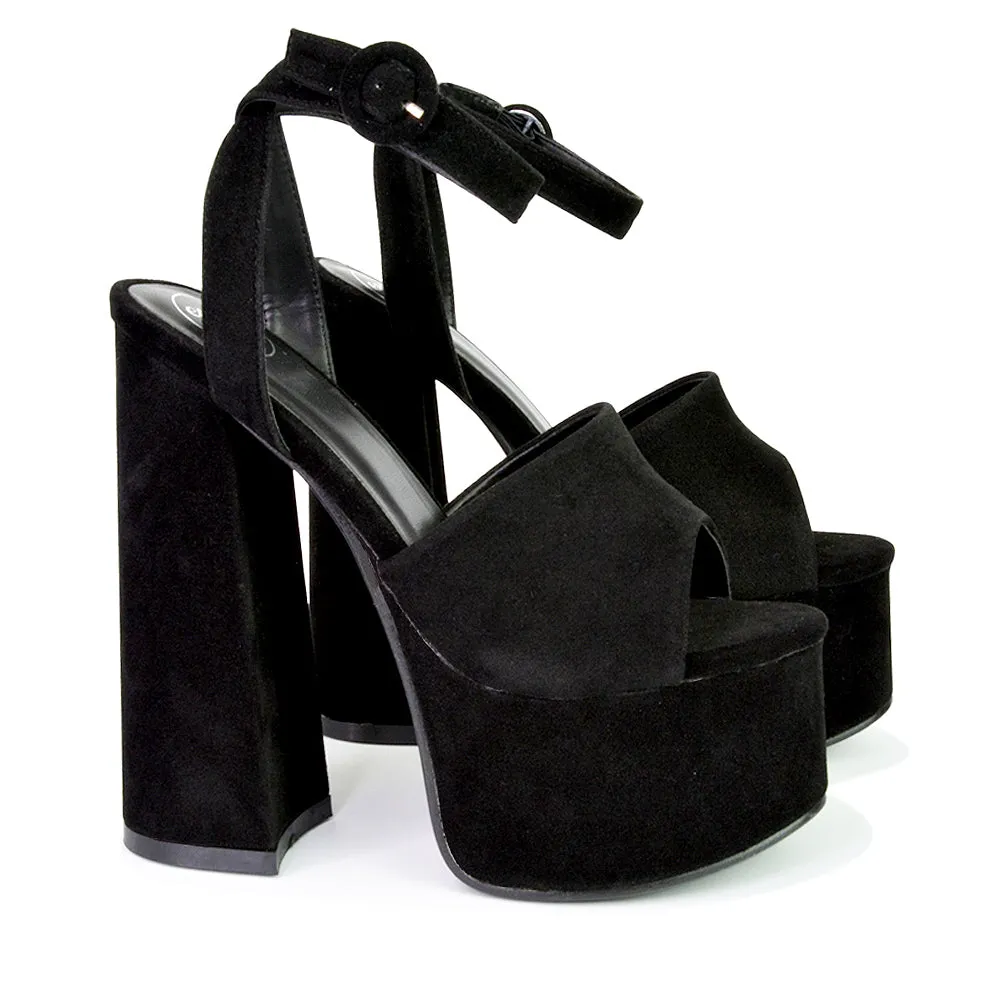 Pennie Strappy Super High Platform Shoes With a Chunky Heel in Black sold by XYlondon product image thumbnail 5