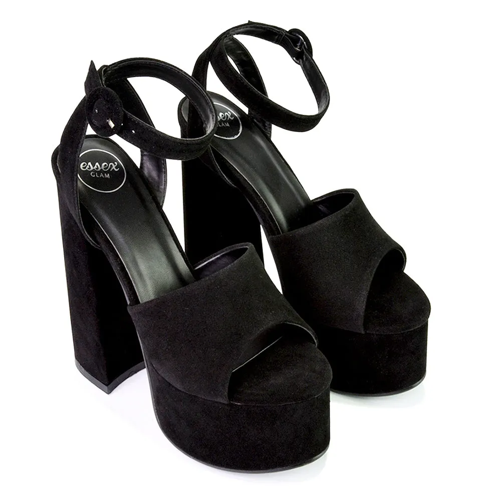Pennie Strappy Super High Platform Shoes With a Chunky Heel in Black sold by XYlondon product image thumbnail 4