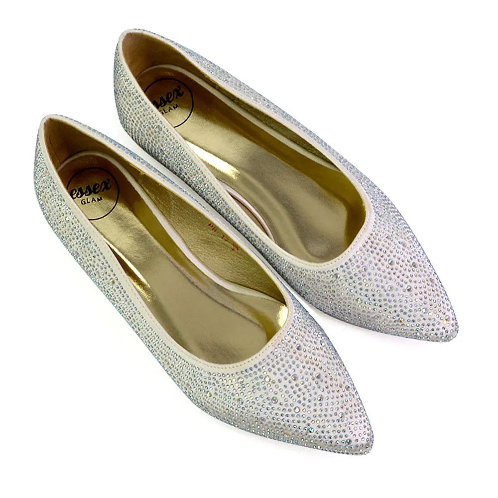 Marshall Bridal Shoes Flat Pointed Toe Diamante Ballerina Pump in Ivory sold by XYlondon product image thumbnail 2