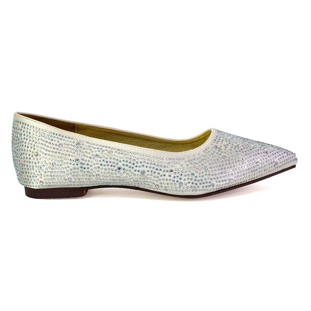 Marshall Bridal Shoes Flat Pointed Toe Diamante Ballerina Pump in Ivory sold by XYlondon product image thumbnail 3