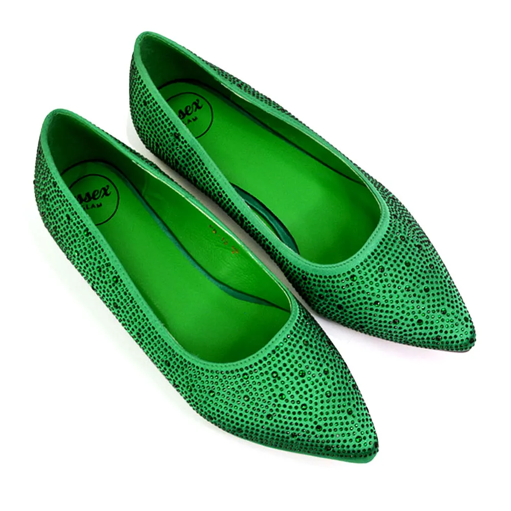 Marshall Bridal Shoes Flat Pointed Toe Diamante Ballerina Pump in Green sold by XYlondon product image thumbnail 2