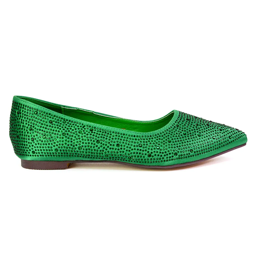 Marshall Bridal Shoes Flat Pointed Toe Diamante Ballerina Pump in Green sold by XYlondon product image thumbnail 3