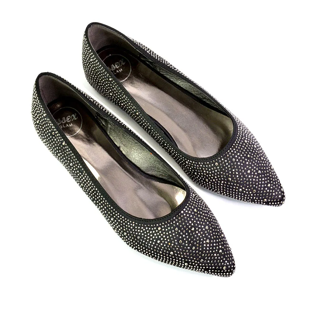 Marshall Bridal Shoes Flat Pointed Toe Diamante Ballerina Pump in Black sold by XYlondon product image thumbnail 2