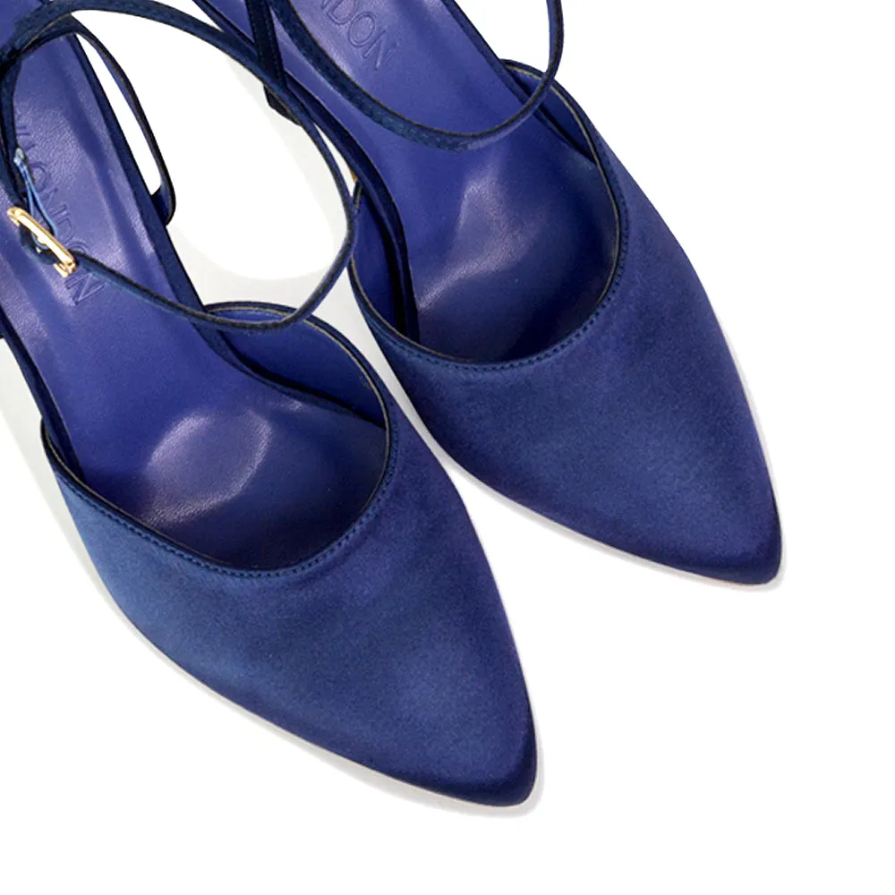 Liliane Pointed Toe Satin Court Heel Stiletto Bridal Shoes in Navy sold by XYlondon product image thumbnail 2