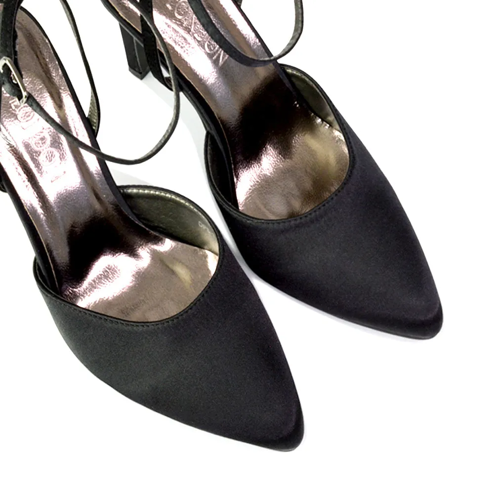 Liliane Pointed Toe Satin Court Heel Stiletto Bridal Shoes in Black sold by XYlondon product image thumbnail 2